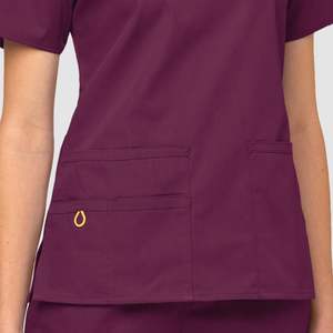 Belleza de las mujeres Poliéster Spandex Algodón Nylon Médico Enfermera Conjuntos Dobladillo curvo Contraste Túnica Salón Spa Uniformes - Product Image 6