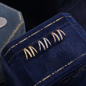 उत्कृष्ट स्टेनलेस स्टील डबल-रिंग ईयररिंग्स सेट क्यूबिक ज़िरकोनिया ट्रेंडी ज्यामितीय स्टड सोना/चांदी/गुलाब सोना/चांदी/गुलाब सोना प्लेटेड-परफेक्ट - Product Image 5