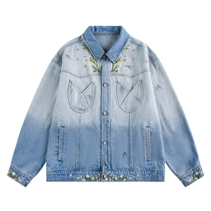 New Arrival Flower Printed <b>Denim</b> Jacket Women's Clothing Loose Casual <b>Denim</b> Coat With Pockets Women's Jackets <b>Denim</b> Jacket - Product Image 1