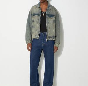 Veste en jean à manches longues vintage unique pour hommes couples col montant brodé fermeture éclair bouton vêtements d'automne-disponible tout - Product Image 3