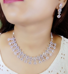 Customise Handmade Brass Choker <b>Necklace</b> Set With AD Stones For Weddings Engagements Anniversaries Parties Great Gift Idea - Product Image 5