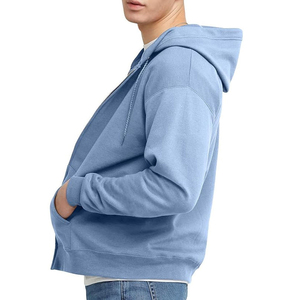 เสื้อฮู้ดมีซิปสำหรับผู้ชายผ้านุ่มเฮฟวี่เวทวัสดุทำจากวัสดุสีทึบออกแบบได้ตามต้องการ - Product Image 3