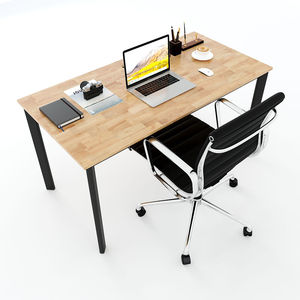 Escritorio Ovalado Minimalista Concept HBOV005 de 140x70cm en Madera Melamina con Patas de Hierro Ensambladas y Goma para Dormitorio u Oficina - Product Image 2