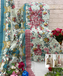 Salwar Kameez de Algodón Puro para Mujer, Estilo Informal con Parches, Semi Lawan Dupatta de Algodón/Chifón, para Bodas y Fiestas, para Todas las Temporadas - Product Image 3
