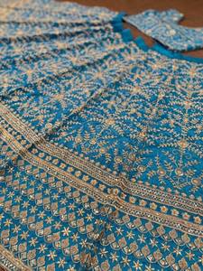 Paillettes bleu ciel de qualité supérieure Lehenga Choli & Dupatta ensemble pour la fonction demoiselle d'honneur Lehenga tenue indienne fonctions Choli - Product Image 5