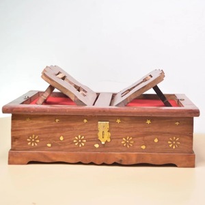 Handcrafted Sheesham Wood Bhagavad Gita Stand with <b>Box</b> Aromatic Wooden <b>Book</b> Stand for Ramayan - Product Image 2