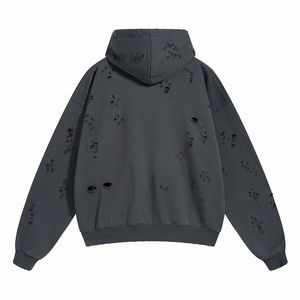 Sudaderas con cremallera personalizadas con hombros caídos para hombres desgastados 100% algodón polar en blanco liso fabricación de ropa de gran tamaño peso pesado - Product Image 2