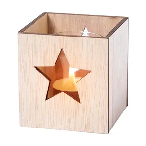 Seneo Porte-bougies en bois personnalisés en forme de sapin de Noël, lanternes, pots à bougies pour la vente en gros - Product Image 4
