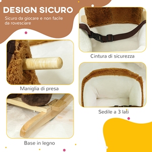 AIYAPLAY Cheval à bascule pour enfants 18-36 mois avec sons, base en bois et ceinture de sécurité, marron - Product Image 6
