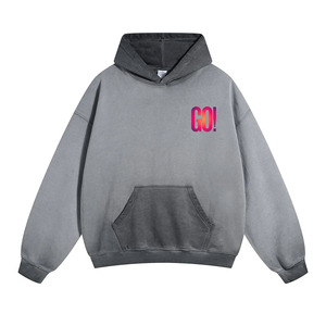 Meilleure qualité Acid Wash Hoodies Full Sleeve Sun Fad personnalisé sérigraphié Logo Outwear élégant Sweatshirts et sweats à capuche - Product Image 1