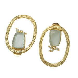 Pendientes de Latón al por Mayor, Diseño de Piedra Natural en Bruto, Acabado de Latón Antiguo, Pieza de Moda, Venta al por Mayor - Product Image 5