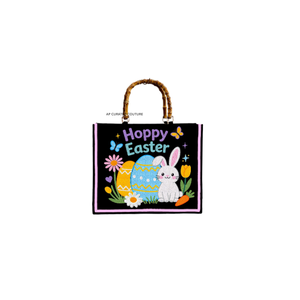 Nouveau design élégant Sac fourre-tout portable en toile personnalisé pour Pâques, accessoire festif fait main perlé, brodé à la main, multifonction ouvert - Product Image 5