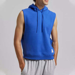 Winter Men's Sleeveless <b>Hoodies</b> Shirts <b>Gym</b> Fitness Wear Plus Size Breathable Fleece 100% Cotton OEM Custom Service - Product Image 3