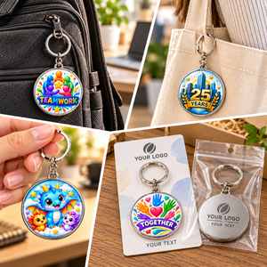 Llaveros Metálicos Personalizados con Domo de Epoxi a Todo Color, con Logotipo y Texto, para Regalos Corporativos, OEM, ODM - Product Image 2