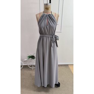Vestido Largo Maxi de Crepé con Hombros Descubiertos, Cuello Halter, Espalda con Cordones y Detalle de Abertura Lateral para Mujer, de Jane's, para Vestir de Noche con Elegancia - Product Image 4