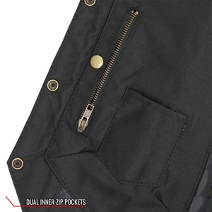 MONO RIDER Men's <b>Black</b> Motorcycle 'Ten Pocket' Canvas Biker <b>Vest</b>-Waterproof Breathable Winter Outerwear - Product Image 6