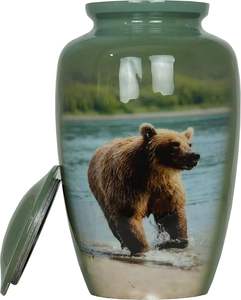 โกศตกแต่งสำหรับใส่เถ้ากระดูกของผู้ใหญ่โกศด้วยการออกแบบลายดอกไม้ทำด้วยมือทำจากโลหะพร้อมถุงกำมะหยี่ - Product Image 1