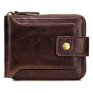 Hot Selling Genuine Leather Mens RFID Blocking Bifold Wallet with Zip Card Holder Durable Gradient Color Trending - Product Image 5