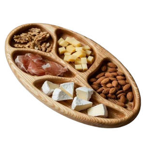 ถาดเสิร์ฟไม้ 5 ช่อง ทำมือ สำหรับใช้ในบ้านและครัว เหมาะสำหรับเสิร์ฟผลไม้อบแห้งและของว่าง ถาดตกแต่งโต๊ะสำหรับเดือนรอมฎอน - Product Image 1