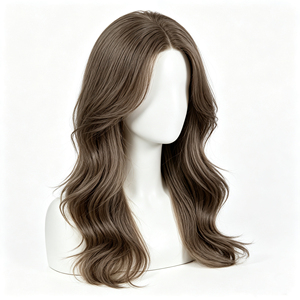 Peluca de Cabello Humano Ondulado Largo Marrón Frío con Encaje Frontal 13*4 y Parte Media - Product Image 1