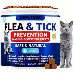 Friandises à mâcher <span class=keywords><strong>anti</strong></span>-puces et <span class=keywords><strong>anti</strong></span>-tiques pour chatons et chats adultes, certifiées OEM/ODM, approuvées par les vétérinaires, soutien sûr pour la santé des articulations, vitamine E, friandises molles - Product Image 1