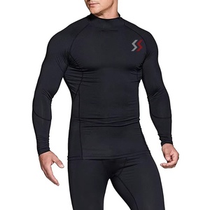 Vente en gros de chemises de compression personnalisées pour hommes, hauts de sport à manches longues et à séchage rapide, vêtements de jogging anti-UV pour la course à pied - Product Image 1