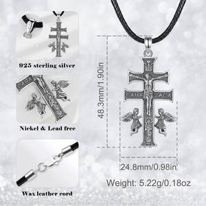 Merryshine 18k plaqué or prêtre orthodoxe croix 925 en argent sterling hommes colliers croix hommes - Product Image 3
