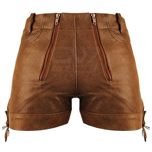 Pantalones cortos ligeros de cuero para hombre al por mayor, pantalones cortos cómodos de cuero para hombre, pantalones cortos de cuero para hombre personalizados para venta en línea - Product Image 1