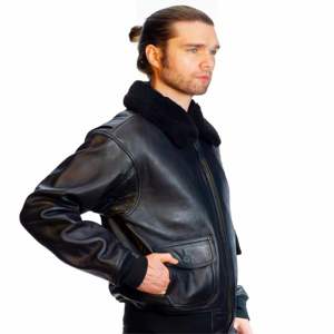 Chaqueta de vuelo de cuero para hombre de alta calidad con estilo de Aviador clásico y forro de piel extraíble, ideal para uso en invierno y al aire libre - Product Image 4