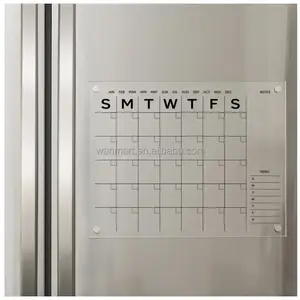 MC30 Großhandel Clear Magnetic Dry Erase Acryl Kalender Kühlschrank Board Acryl Kalender für die Wand