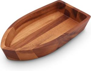 Bol de service en bois d'acacia, bol en bois en forme de bateau, bol en bois naturel, grand bol en bois, petit bol en bois, bol design - Product Image 1