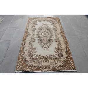 Tapis turc vintage, tapis de 3,8 x 6,8 pieds, tapis persan brun - Product Image 1