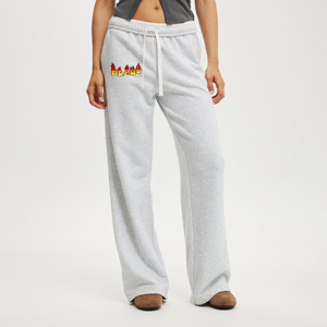 Pantalones holgados de pierna ancha hechos a medida OEM/ODM ropa informal transpirable 100% algodón polar peso pesado Hip Hop pantalones de chándal para mujer - Product Image 1