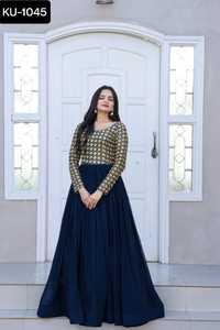 Vestido largo indio tradicional Anarkali bordado pesado trabajo falso vestido floreciente con lentejuelas bordado múltiple Salwar Kameez - Product Image 5