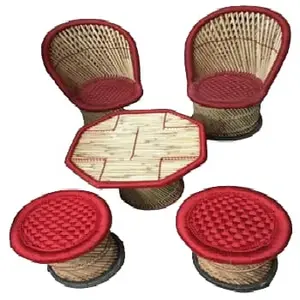 Wholesale Price Multicolor Bamboo Ottoman Chairs Set With Table For Restaurant Living Room Garden balcony