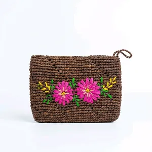 Bolso de Mano de Ganchillo Floral, Estilo Bohemio, Cierre Abierto, Uso Diario, Patrón Multicolor, Bolso Tipo Clutch para Mujer - Product Image 3