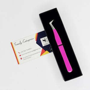 Pinzas japonesas de extensión de pestañas de acero inoxidable con logotipo personalizado, pinzas de volumen de agarre de diamante ecológicas con punta de fibra - Product Image 1