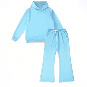 ชุดกีฬาแบบมีซิปสำหรับผู้ชายชุดวอร์มใส่ซักลายสตรีทแวร์แบบมีซิปติดเสื้อกางเกงวอร์มขาบานปักลาย - Product Image 1