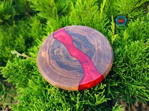 Ensemble de sous-verres en bois d'acacia et pierre de qualité supérieure avec support, tampons en bois faits à la main écologiques pour le bureau et la maison modernes - Product Image 5