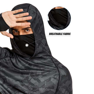 Camisa de pesca con capucha de protección solar UPF de camuflaje de manga larga para hombre 100% poliéster sublimación impresa a precio barato - Product Image 4