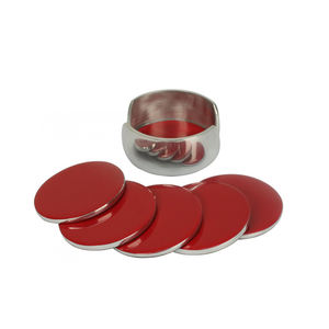 Posavasos de Metal para bebidas, posavasos redondo de Metal para café con soporte, accesorios para Bar, posavasos esmaltado rojo de Navidad - Product Image 3