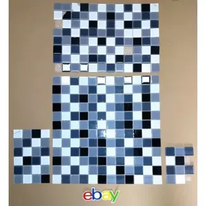 1ชิ้น + เศษแก้วโมเสคสีขาวสีดำสีเทา12.5x12.5ร้านขายกระเบื้อง7/8 "X7/8" - Product Image 1