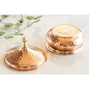Mughlai Handi with Luxury Steel and <b>Copper</b> Finish Serveware with Lid and Brass <b>Knob</b> - Product Image 6
