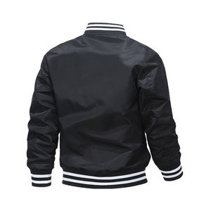 Veste bomber universitaire coupe-vent écologique à col montant avec logo personnalisé pour hommes grande taille, vente en gros OEM - Product Image 2