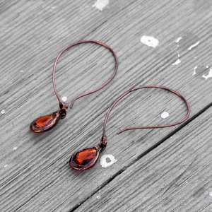 ต่างหูห้อยประดับพลอยคาร์เนเลียนทรงลวดลายทองคำชุบ งานแฮนด์เมดสไตล์วินเทจโบโฮ สำหรับผู้หญิงใส่ไปงานปาร์ตี้ - Product Image 3