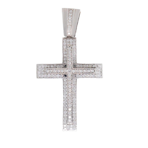 Colgantes cruzados de Hip Hop completos, joyería de plata de ley 925 para hombres y mujeres, colgante de abalorio de diamante cultivado en laboratorio de corte redondo a la moda - Product Image 5
