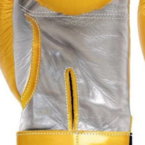 Gants de boxe professionnels en cuir or et argent avec fermeture velcro au poignet pour l'entraînement et le sparring pour hommes et femmes - Product Image 5