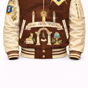 Chaqueta Bomber Masónica, Elegante, Cómoda, Informal, Prenda de Moda, Chaqueta Bomber Masónica Suave, Moderna, para Uso Diario - Product Image 2