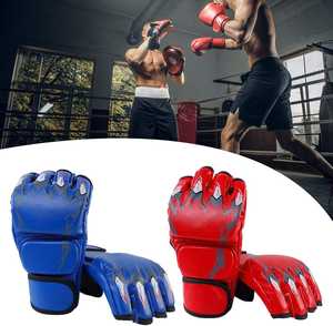 ถุงมือชกมวยครึ่งนิ้วถุงมือต่อสู้ MMA แบบปรับได้สำหรับฝึกซ้อมมวยไทย - Product Image 2