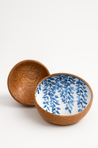 Elegant handicraft wooden <b>bowl</b> with <b>pink</b> floral textured ceramic inlay perfect for modern dining serving and interior decoration - Product Image 4